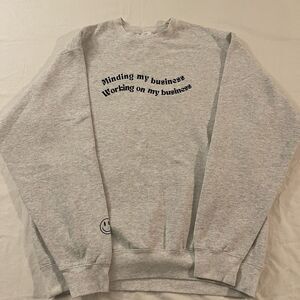 Younger State Of Mind Hoodie Light Gray Size Large "Minding My‎ Business" Men